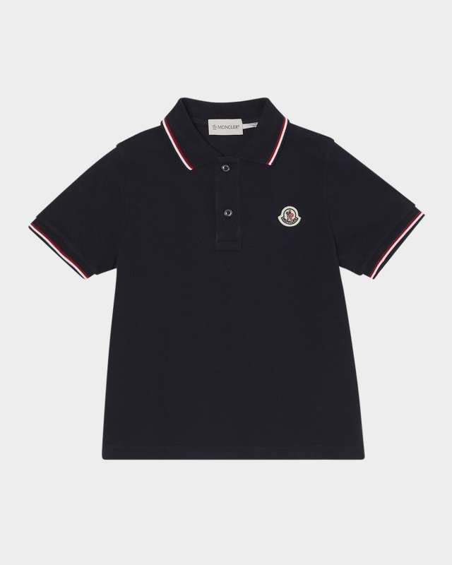 Boy's Tricolor-Trim Short-Sleeve Polo Shirt, Size 12-